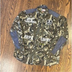 A Bathing Ape AAPE / BAPE Camo Button Up Shirt L